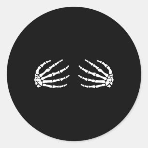 Halloween Boo Skeleton Hands Breast Fun Costume Sc Classic Round Sticker