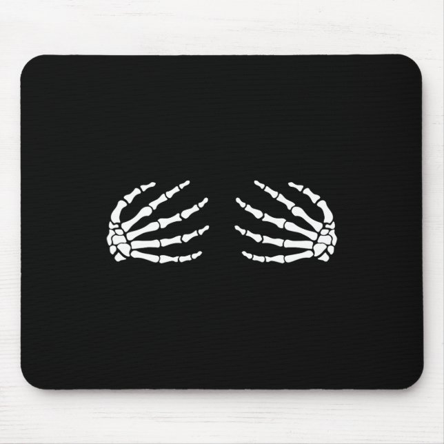 Halloween Boo Skeleton Hands Breast Fun Costume Sc Mouse Pad (Front)