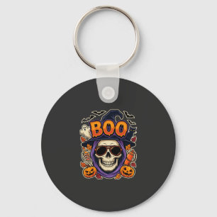 Halloween Boo Skull Sunglasses Vector Keychain
