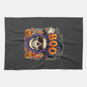 Halloween Boo Skull Sunglasses Vector Kitchen Towel