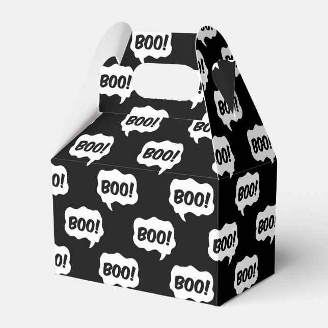 Halloween Boo Speech Bubble Pattern Favour Box (Front Side)