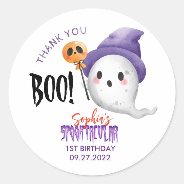 Halloween Boo Spooktacular Ghost Favour Classic Round Sticker (Front)