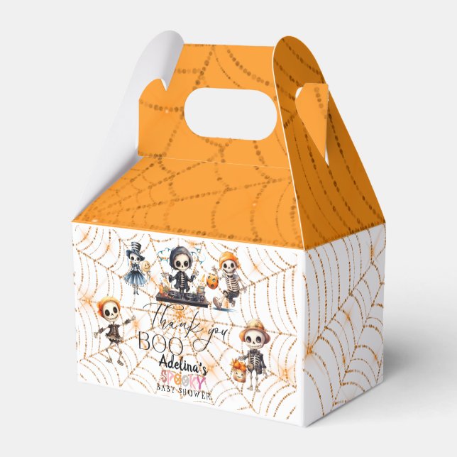 Halloween Boo Spooky Skeletons Costume Baby Shower Favor Box (Front Side)