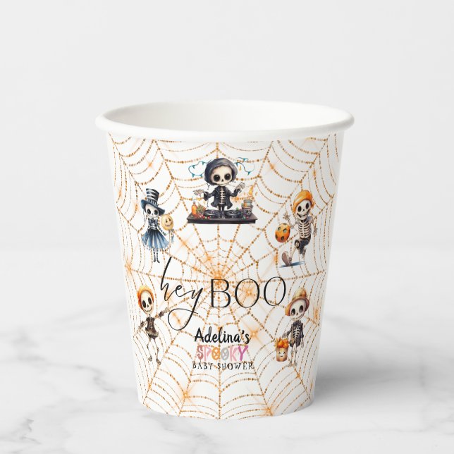 Halloween Boo Spooky Skeletons Costume Baby Shower Paper Cups (Front)