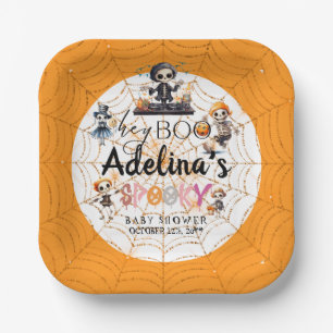 Halloween Boo Spooky Skeletons Costume Baby Shower Paper Plate