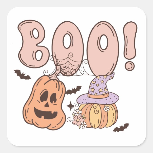 Halloween Boo Square Sticker (Front)