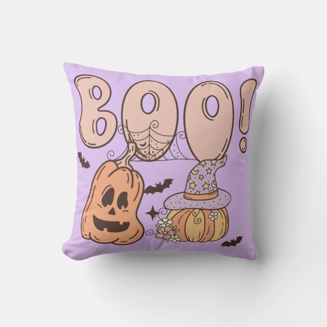 Halloween Boo Throw Pillow (Front)