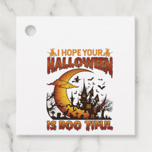 Halloween Boo Tiful Haunted House Crescent Moon Ba Favour Tags