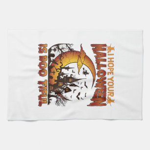 Halloween Boo Tiful Haunted House Crescent Moon Ba Kitchen Towel