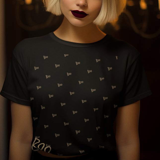 Halloween boo typography black gold T-Shirt (Creator Uploaded)