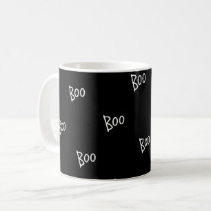 Halloween boo typography black white coffee mug