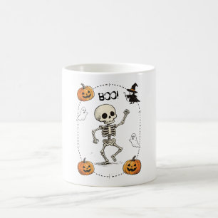 Halloween Boo Vintage Dancing Skeleton Coffee Mug