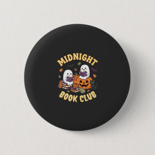 Halloween Book Club Ghost Reading Pumpkin Design_1 2 Inch Round Button