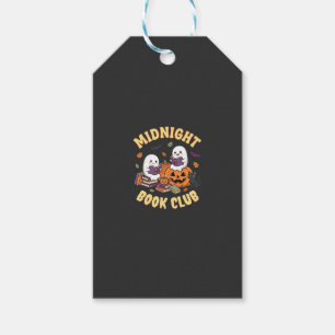Halloween Book Club Ghost Reading Pumpkin Design_1 Gift Tags