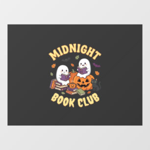 Halloween Book Club Ghost Reading Pumpkin Design_1 Window Cling