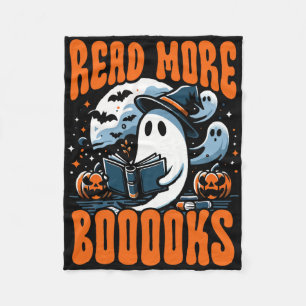 Halloween Book Lover Ghost Boo Pun Read More Boook Fleece Blanket
