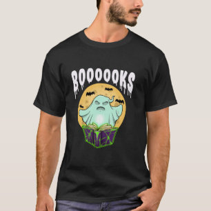 Halloween Book Reading Moon Ghost Librarian for Bo T-Shirt