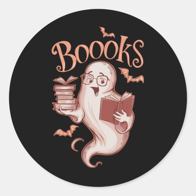Halloween Books Librarian Teacher Reader Reading Classic Round Sticker (Front)
