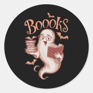Halloween Books Librarian Teacher Reader Reading Classic Round Sticker