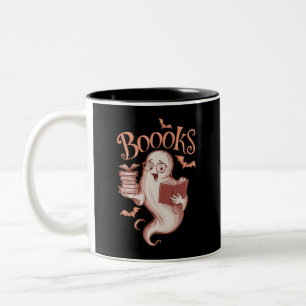 Halloween Books Librarian Teacher Reader Reading Two-Tone Coffee Mug