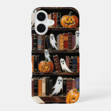 Halloween Bookshelf Phone Case Ghost Pumpkin
