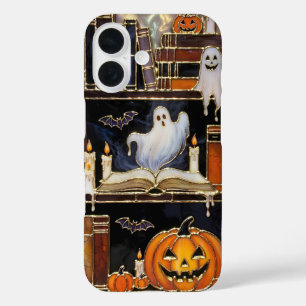 Halloween Bookshelf Phone Case Ghost Pumpkin Cozy