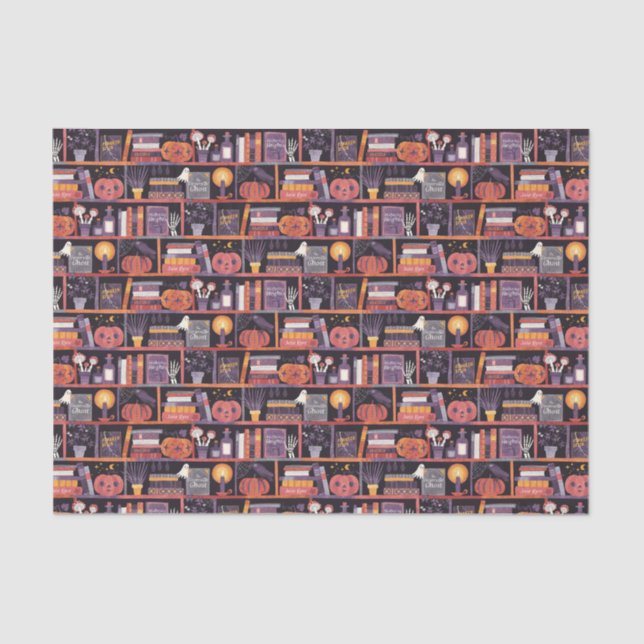 Halloween Bookshelf Tissue Paper (Front)