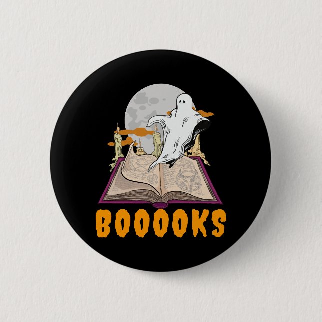 Halloween boooks. Ghost reading halloween 2 Inch Round Button (Front)