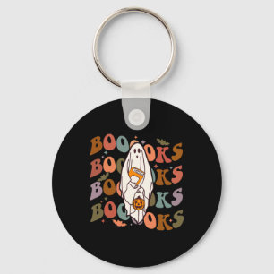 Halloween Booooks Cute Ghost Boo Reading Books Adu Keychain