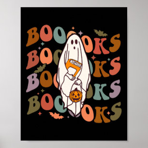 Halloween Booooks Cute Ghost Boo Reading Books Adu Poster