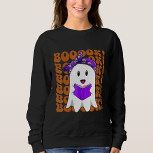Halloween Booooks Ghost Reading Boo Read Books Lib Sweatshirt