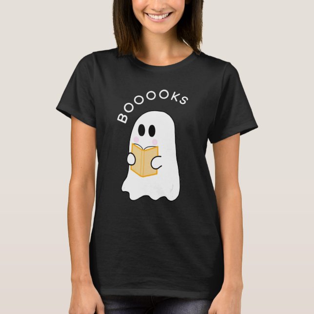Halloween Booooks Ghost Reading Boo Read Books Lib T-Shirt (Front)