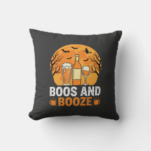 Halloween Boos and Booze Drinking Party Design Throw Pillow