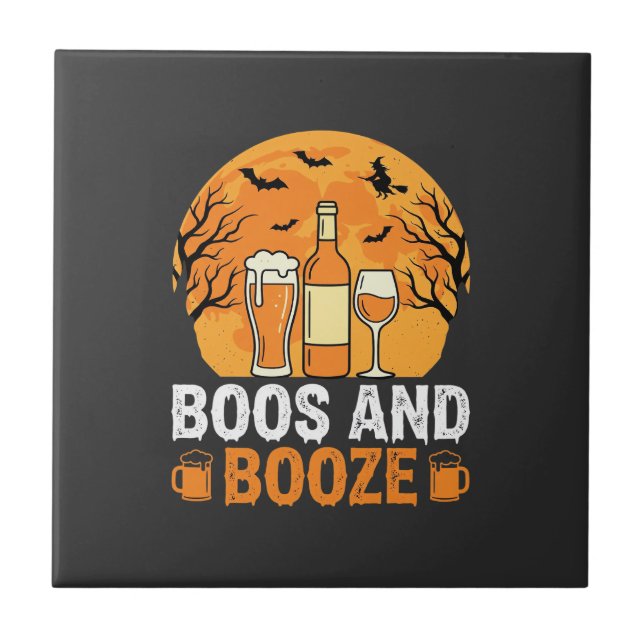Halloween Boos and Booze Drinking Party Design Tile (Front)