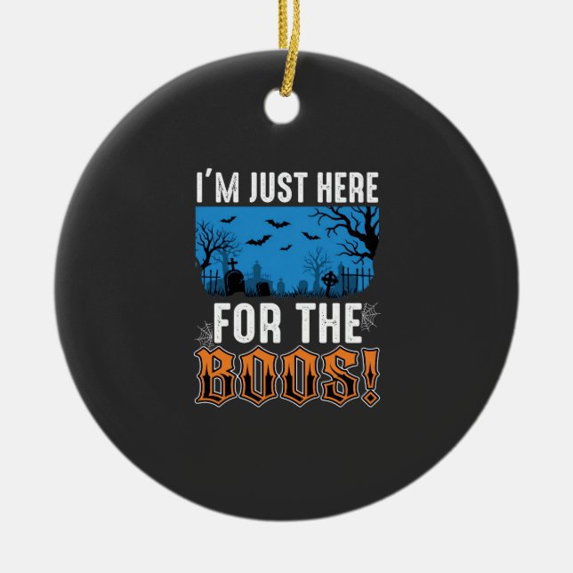 Halloween Boos Ghost Graveyard Vector Design_1 Ceramic Ornament (Front)