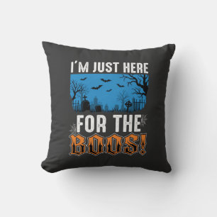 Halloween Boos Ghost Graveyard Vector Design_1 Throw Pillow