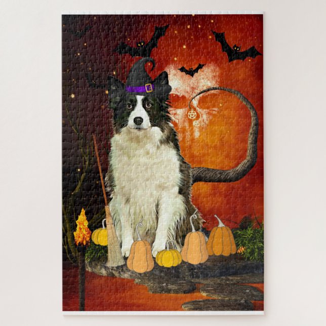 Halloween Border Collie Dog Jigsaw Puzzle (Vertical)