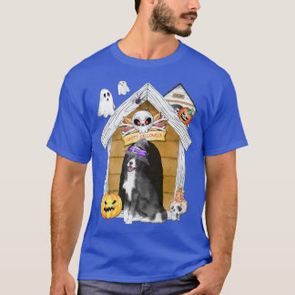 Halloween Border Collie Dog Witch Haunted House  T-Shirt