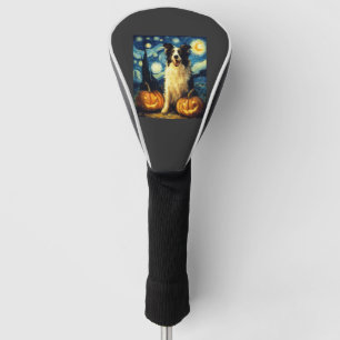 Halloween Border Collie Fall Pumpkin Golf Head Cover