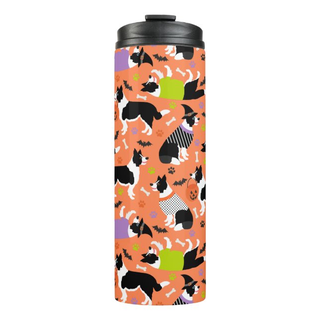 Halloween Border Collie Thermal Tumbler (Front)