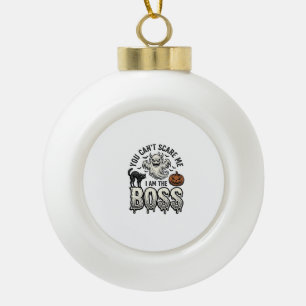 Halloween Boss Ghost Vintage Engraving Shirt Desig Ceramic Ball Christmas Ornament