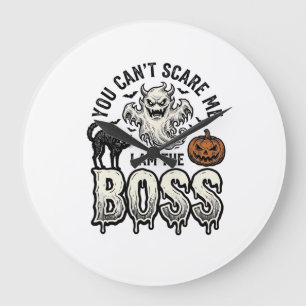 Halloween Boss Ghost Vintage Engraving Shirt Desig Large Clock