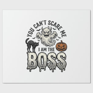 Halloween Boss Ghost Vintage Engraving Shirt Desig Wrapping Paper