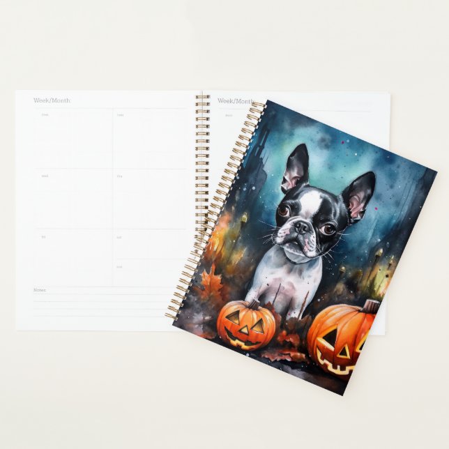 Halloween Boston Terrier avec la peur Citrouille (Devant avec enveloppe)