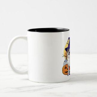 Halloween Boston Terrier Pumpkin Witch Two-Tone Coffee Mug