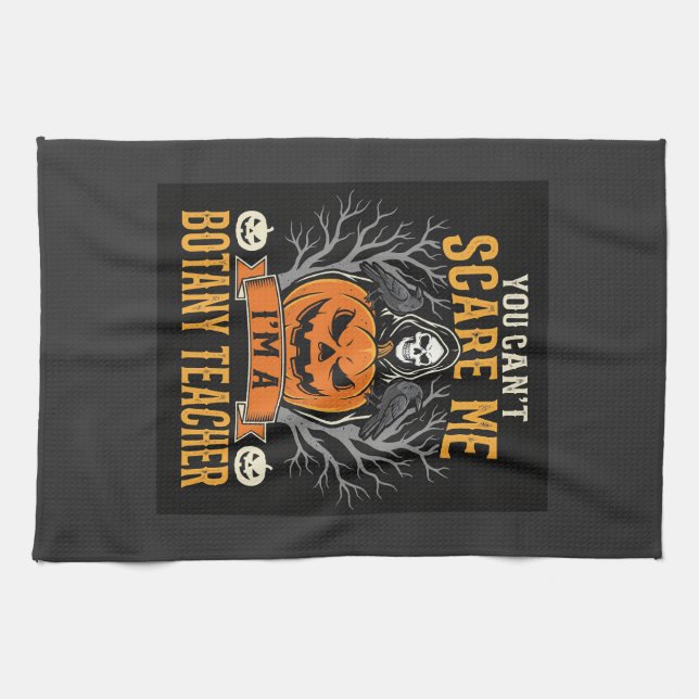 Halloween Botany Teacher Skeleton Pumpkin Design Kitchen Towel (Horizontal)