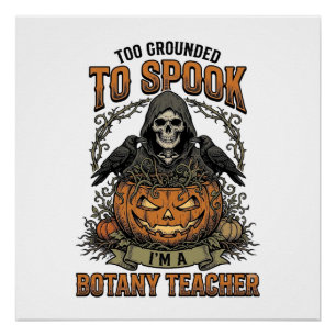 Halloween Botany Teacher Vintage Engraving Pumpkin Poster
