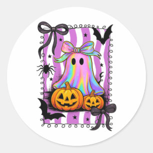Halloween Bow Shirt Cute Skull Pumpkin Sweets Fun  Classic Round Sticker