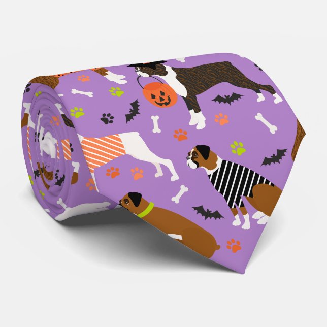 Halloween Boxer Dog Tie (Rolled)