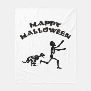 Halloween Boy and Dog Fleece Blanket